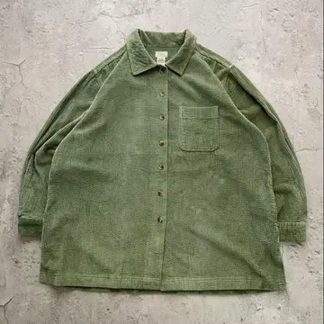 80s~ 엘엘빈 구제 의류 헤비 코튼 셔츠 긴팔 그린 컬러 XL