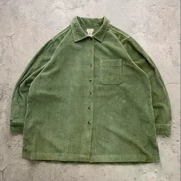 80s~ 엘엘빈 구제 의류 헤비 코튼 셔츠 긴팔 그린 컬러 XL