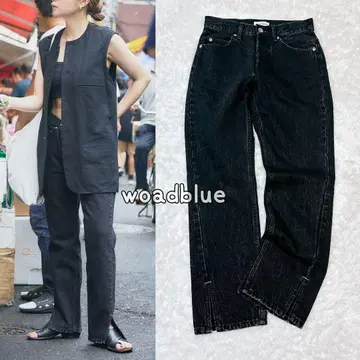 woadblue Slit Straight 슬릿 데님 블랙