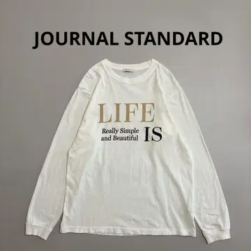 저널 스탠다드 LIFE 로고 롱 T셔츠 화이트 로고 T