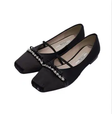 Mary Jane Crystal Ribbon Satin Flats