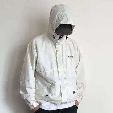 00s ABERCROMBIE 쉘 자켓 화이트 S 드로우 코드
