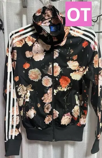 레어 새상품급 adidas 트랙 자켓 플라워 프린트 저지 OT