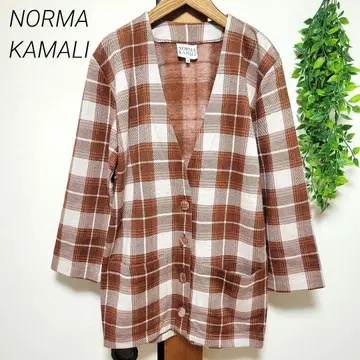 NORMA KAMALI 노마 카말리 체크 무늬 자켓 브라운