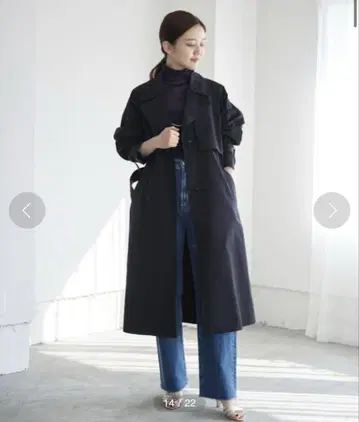 2023SS 이에나 Pe/ 포플린 싱글 트렌치코트 네이비