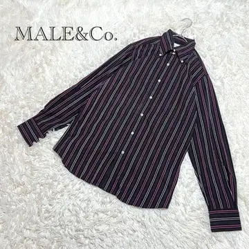 새상품급 MALE&Co. 긴팔 셔츠 스트라이프 와이셔츠 캐주얼 면100