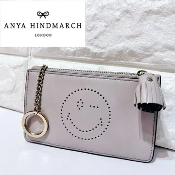 ANYA HINDMARCH 스마일리 윙키 펀칭 가죽 코인 케이스