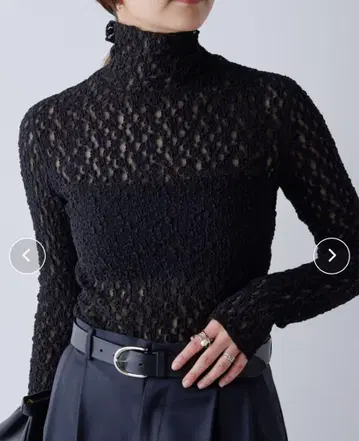 컨디션 최상 [ La nature linge ] 레이스 터틀 풀오버 블랙