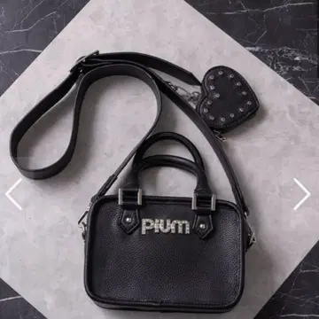 pium 하트 파우치 포함 미니 보스턴 백