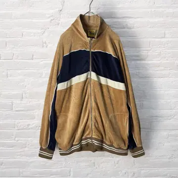 90s 봉고 저지 트랙 자켓 벨로아 소재 베이지 네이비