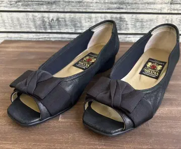 MIHAMA 미 블랙 리본 오픈토 펌프스 24cm