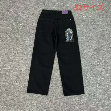 미사용 Derschutze 자수 블랙 스트레이트 데님 32 사이즈