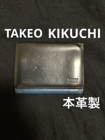 TAKEO KIKUCHI 명함지갑 블랙과 파랑의 콤비.