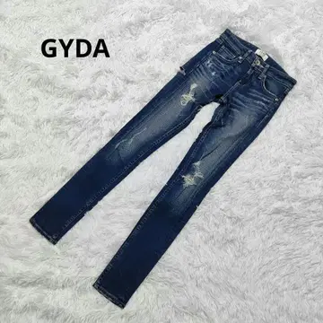 GYDA BOTH RIPPED 스키니 데님 팬츠 허벅지 데미지 XS