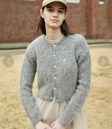 짐플렉스 샤기 니트 숏 가디건 그레이