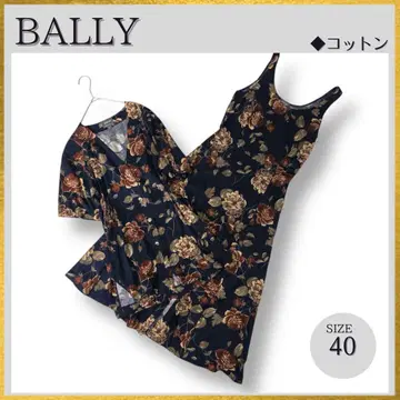 희귀 레어 BALLY 꽃무늬 2종 셋업 상의 & 원피스 네이비 40