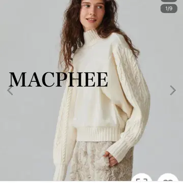 MACPHEE 맥피 니트 아이보리 케이블 니트 하이넥
