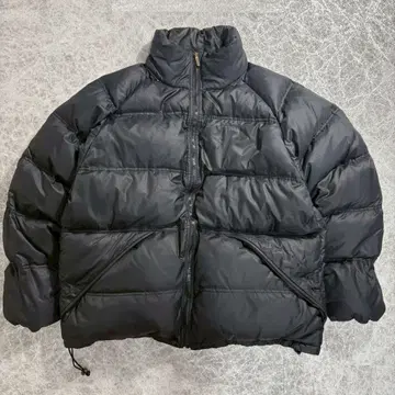 두툼한 L.L.Bean 구스 다운 자켓 짧은 기장 블랙 드로 코드 L