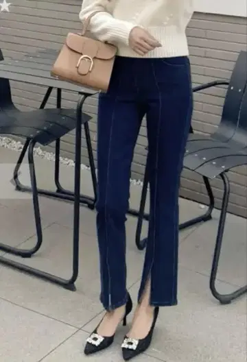 [ 미인백화 게재 ] 벌스데이 바쉬 CENTER SLIT DENIM 데님