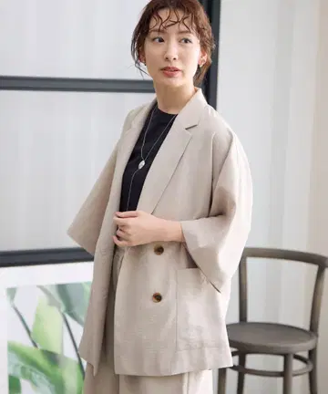 LEPSIM 루즈 W 블레스 5분 소매 자켓 베이지