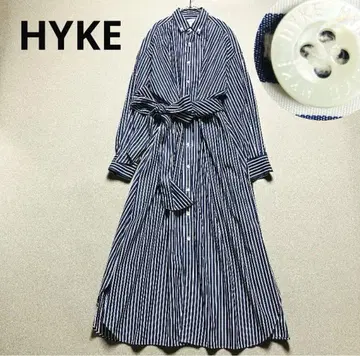 새상품급 최근 HYKE 스트라이프 셔츠 원피스 허리 리본 하이크
