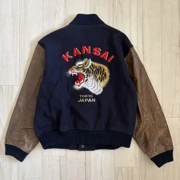 야마모토 간사이 호랑이 자수 바시티 자켓 아카이브 빈티지 얼굴 택