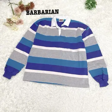 s.1652 [바바리안] 남성용 피케 셔츠 긴팔 스트라이프 럭비 셔츠