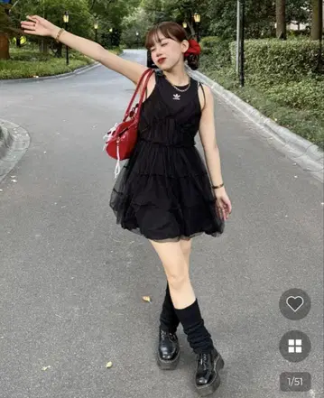 VISCO 쉬폰 레이어드 미니 드레스