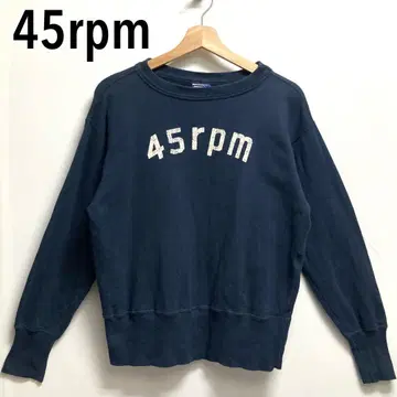 45rpm 아치 로고 빅 로고 짧은 기장 빈티지 맨투맨 네이비 2