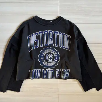 moussy 크롭 칼리지 맨투맨 블랙