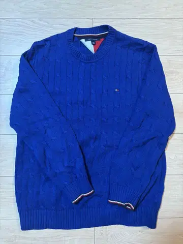 TOMMY HILFIGER 케이블 짜임 스웨터 XL 파랑
