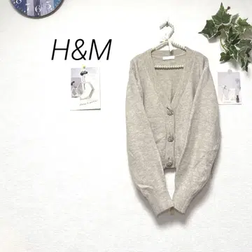 9417 H&M 에이치앤엠 니트 가디건 울 혼방 비쥬 버튼