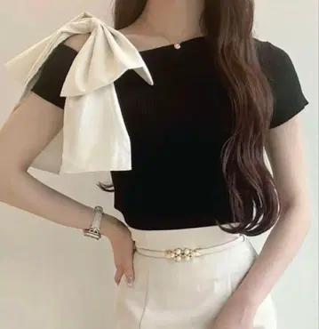 머큐리 듀오 BIG 리본 포함 니트탑