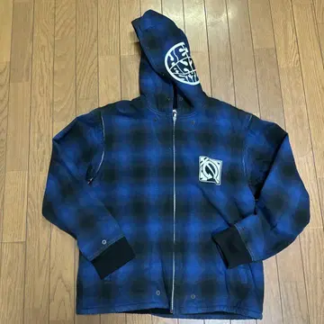 HEX ANTISTYLE 보아 안감 파랑 블랙 체크 후디
