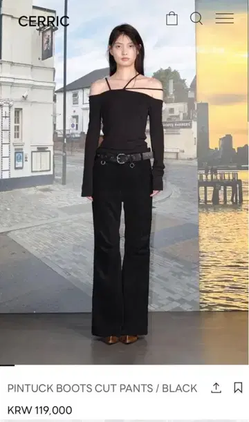 한국 패션 CERRIC PINTUCK BOOTS CUT PANTS