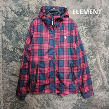 엘리먼트 ELEMENT 빨간색 체크 후드 달린 나일론 점퍼