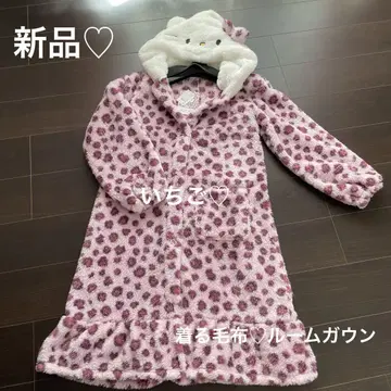 새상품 산리오 키티 핑크 레오파드 무늬 루 가운 착용 담요