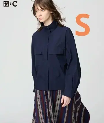 유니클로 C 코튼 스탠드 카라 셔츠 자켓 네이비 S 택 포함 새상품