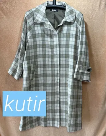 [ kutir ] 여성용 롱 코트 체크 무늬 베이지 쿠티르