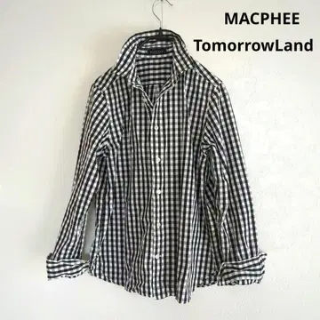 MACPHEE 블랙 화이트 깅엄 체크 긴팔 셔츠 일본제