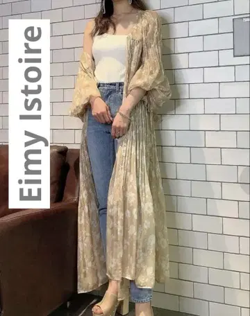 [택 포함 새상품] EIMY 시어 플리츠 가운 롱 원피스 에이미 꽃무늬