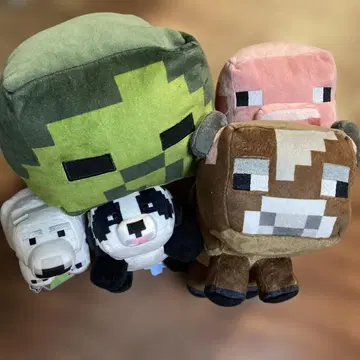 Minecraft 마인크래프트 봉제 인형 5체 좀비 팬더 돼지 외