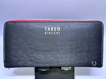 TAKEO KIKUCHI 장지갑 블랙/빨간색