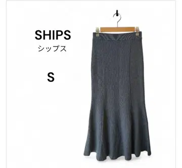 SHIPS 리브 머메이드 니트 타이트 스커트 S 블루 그레이