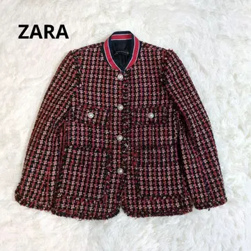 ZARA 자라 노카라 자켓 트위드 믹스 트위드 펄 버튼