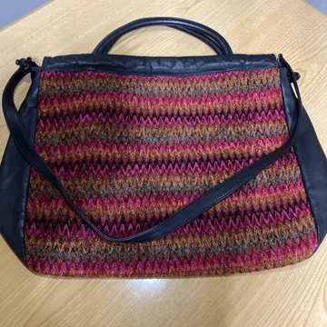 MISSONI 2WAY 토트백 블랙 니트 x 가죽 여성용