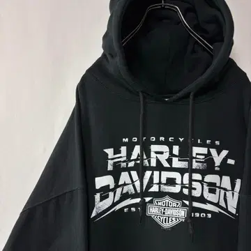 할리데이비슨 후드 맨투맨 트레이닝복 블랙 프린트 로고
