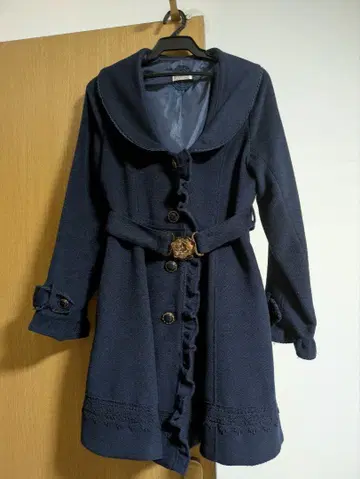 axes femme 프릴 롱 코트 네이비