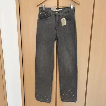 미사용품 Levi's 리바이스 데님 청바지 스트레이트 그레이 도트