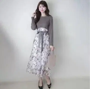 시마무라 여성용 플라워 스커트 도킹 원피스 (카도와키 레이나)